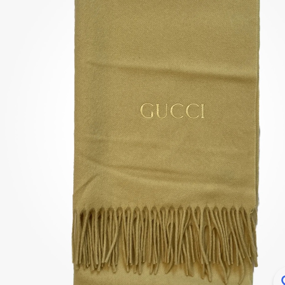 Gucci Vintage Yellow Cashmere Scarf 64” X 18.5”